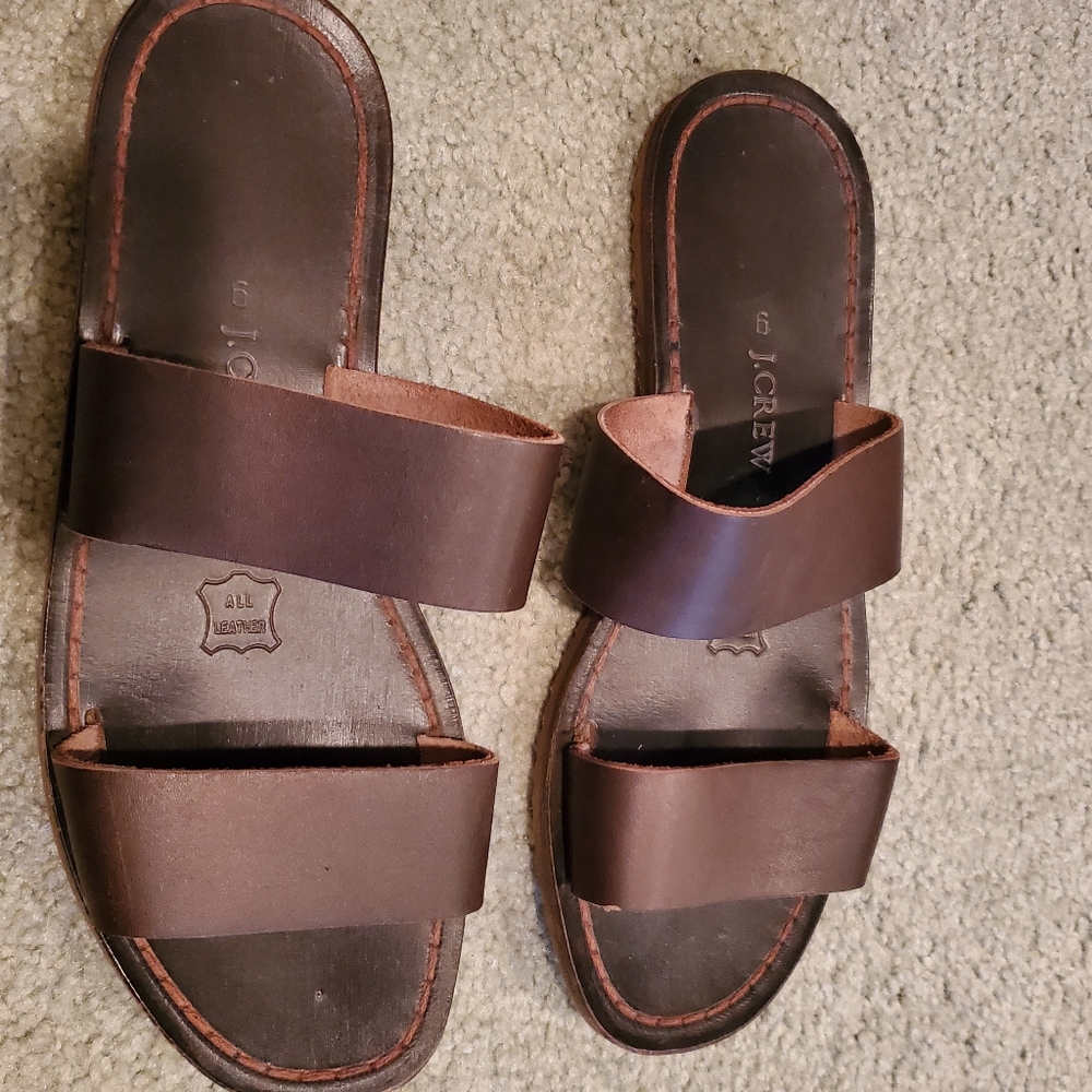 Brown J Crew Leather sandals. Women's size 9